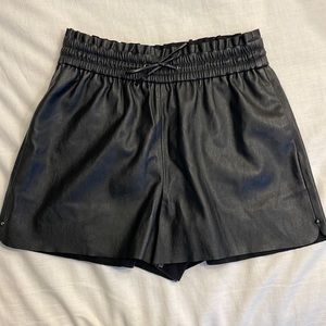 Zara Black Leather Paperbag Shorts
